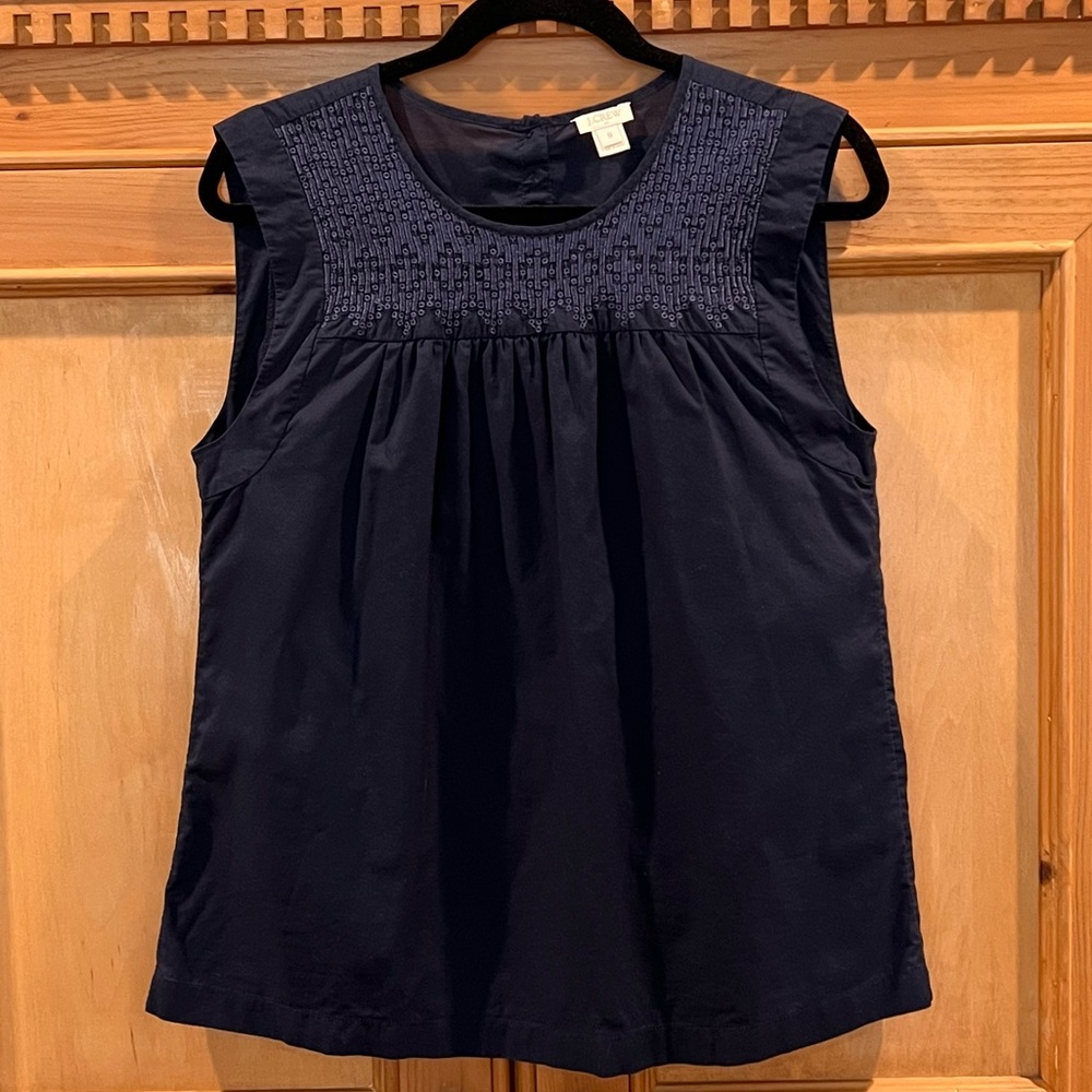 J. Crew Factory Navy Blue Sleeveless Smocked Blouse size 8/medium